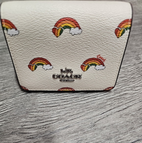 Coach Pride Bags Mini Wallet On A Chain With Rainbow Print 🌈 New - Picture 7 of 14